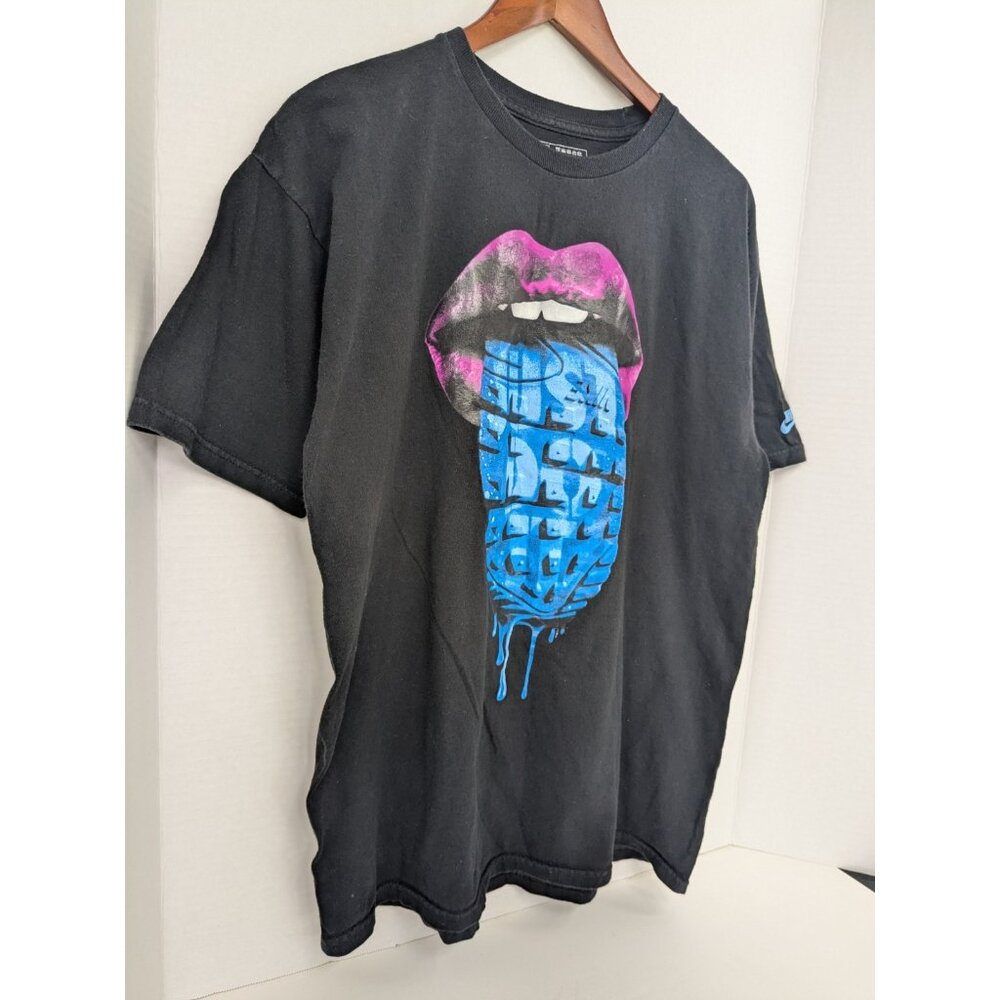 Nike Sportswear Lips and Tongue Black Tshirt Men's Sz L 100% Cotton Just Do It - Picture 6 of 10
